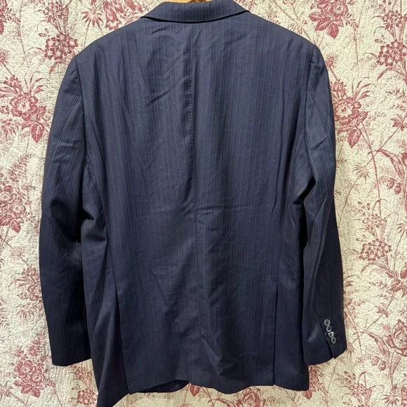 Ermenegildo Zegna Couture Navy Pinstripe Blazer 54L (44L US)